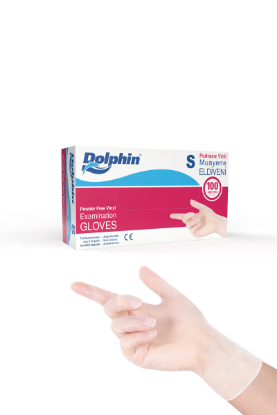 Dolphin Beyaz Vinil Eldiveni Pudrasız S (100'lü)