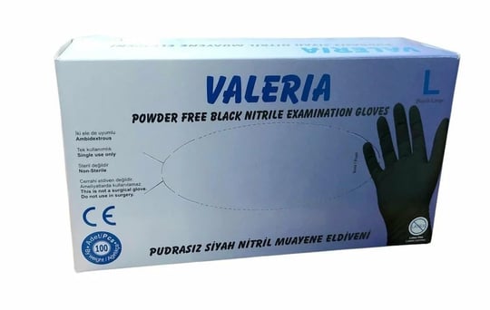 Pudrasız Siyah Nitril Eldiven L