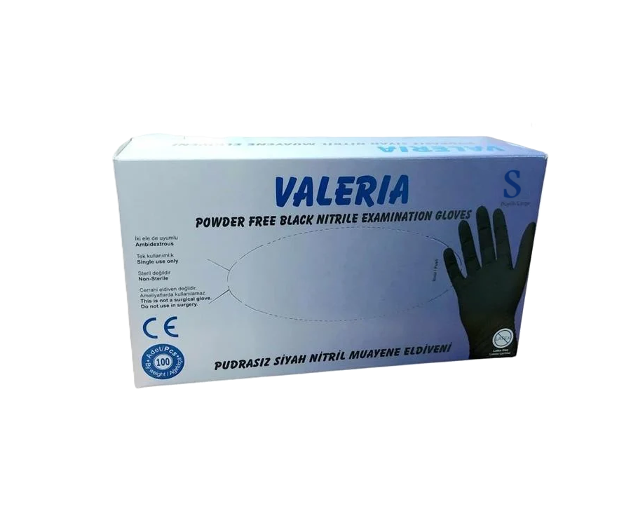 Pudrasız Siyah Nitril Eldiven S