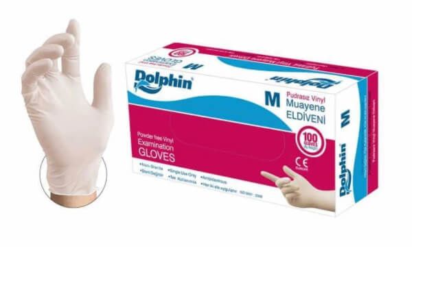 Dolphin Beyaz Vinil Eldiveni Pudrasız M (100'lü)
